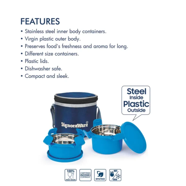 Signoraware Smart Twin Executive Small Lunch Box - Image 4