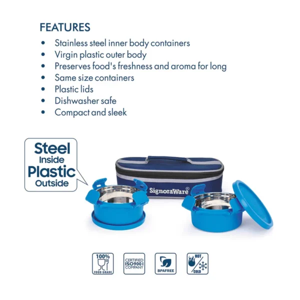 Signoraware Smart Twin Executive Midday Lunch Box - Image 3