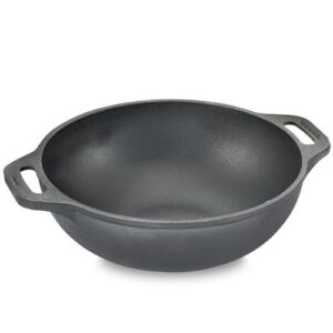 Prestige Cast Iron Scratch Resistant Round Base Kadai, 26cm (Black)