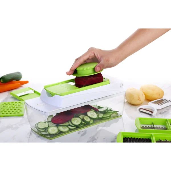 SignoraWare 14 in 1 Multi-Purpose Vegetable and Fruit Chopper, Fruit Grater, Slicer Dicer, Chipper, Peeler | Hand Chopper, Cutter | Best Kitchen Tool Accessories - Image 3