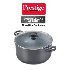 Prestige Omega Deluxe Granite Non-stick Stock Pot, 28cm, 8.5L (Black)