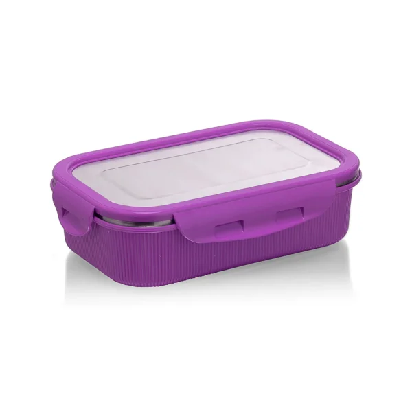 Signoraware Lock 'N' Store Microsafe Steel Rectangular 600 ml with Steel Lid - Image 5