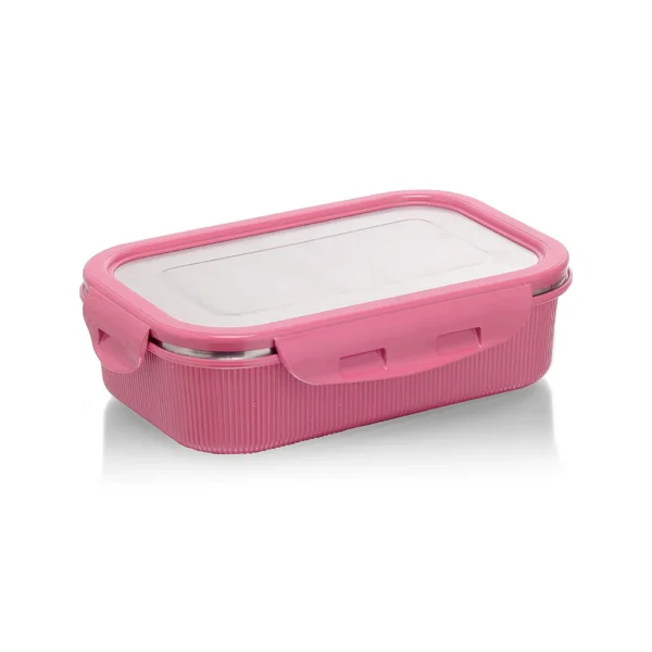 Signoraware Lock 'N' Store Microsafe Steel Rectangular 600 ml with Steel Lid - Image 3