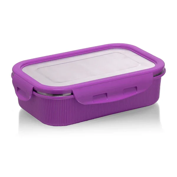 Signoraware Lock 'N' Store Microsafe Steel Rectangular 800 ml with Steel Lid - Image 4
