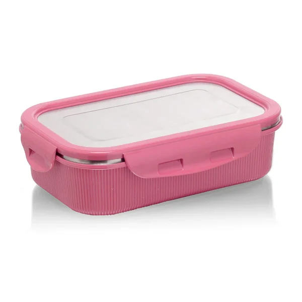 Signoraware Lock 'N' Store Microsafe Steel Rectangular 800 ml with Steel Lid - Image 3