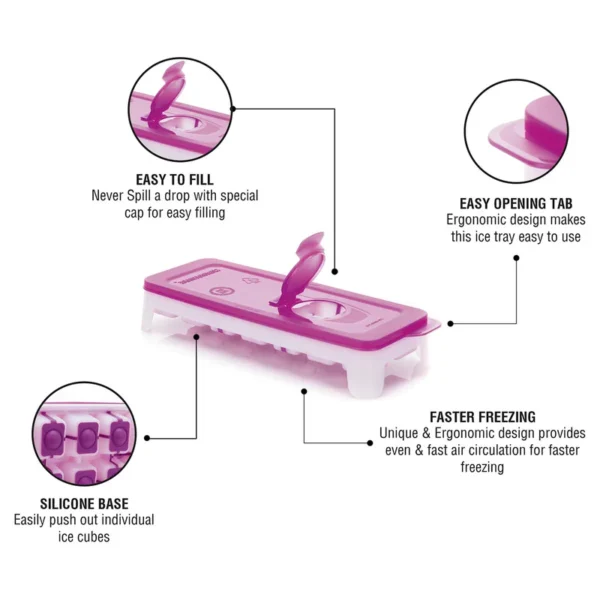Signoraware Ice Tray with Silicon | Ice Cube Trays , Easy-Release TPE & Flexible 14-Ice Cube Trays with Spill-Resistant Removable Lid, for Cocktail, Freezer, Stackable Ice Trays with Covers - Image 5