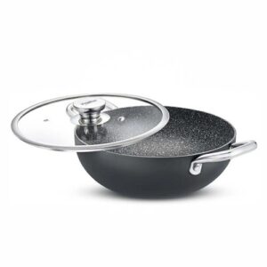 PRESTIGE DURASTONE HARD ANODISED NON-STICK COOKWARE DEEP KADAI 28cm (4.25 LITRE) WITH GLASS LID