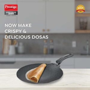 Prestige Omega Deluxe Granite-finish Coated Aluminium Non-Stick Dosa Tawa, 30cm (Black)