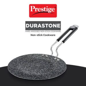 Prestige Durastone Hard Anodised 6 Layer Non-Stick Concave Tawa, (Black)