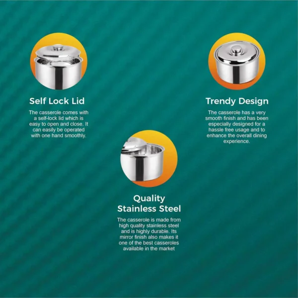 Signoraware Signoraware Therma Casserole (3000ml) - Double Wall Stainless Steel Insulated casserole | Casserole for Serving Cooked Food and Storing Hot Food Thermoware HOT and Cold for Long Hour for Home Canteen Picnic - Image 3