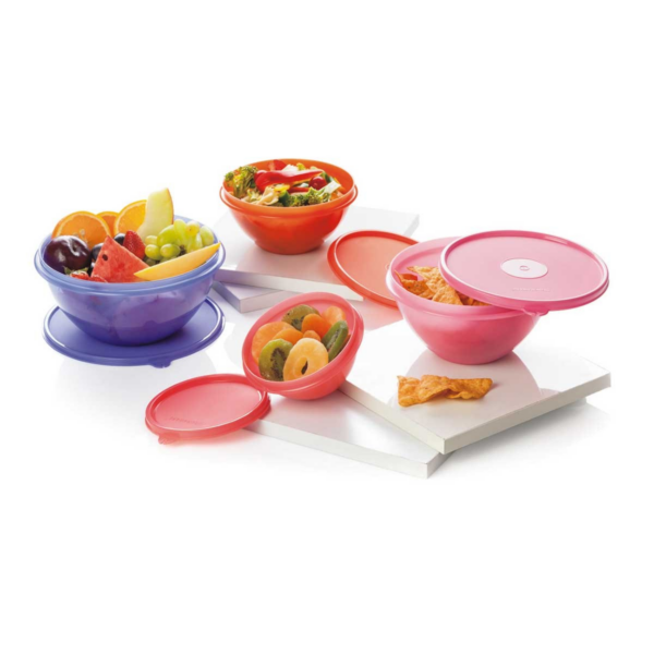SignoraWare Wonder Bowl Storage Container Round, Set of 4 ,( 1800 ml. + 1200 ml.+ 800 ml.+ 400 ml.),Multicolor