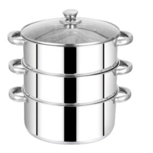 MAHAA Stainless Steel 3-Tier Utena Smart Steamer for Idlis, Momos & Vegetables,  Induction & Gas Compatible, Food-Grade SS, Easy to Clean (18CM / 20CM)