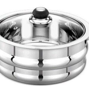 MAHAA Orchid Stainless Steel Insulated Casserole with See-Through Glass Lid – Snug-Fit Lock, Rust-Free & Stylish Hot Pot, Hot Pot for Roti-Rice-Gravy-Curry, Retains Temperature, Twist Lock