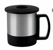cello hot sip steel mug with coaster cum lid 170 ml