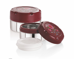 cello Stainless Steel Snacko Pack Lunch Box Small Ideal for School (Black)