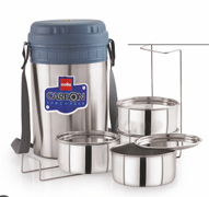 Cello Carbon Insulated  2,3,4 Container Lunch Carrier, Grey