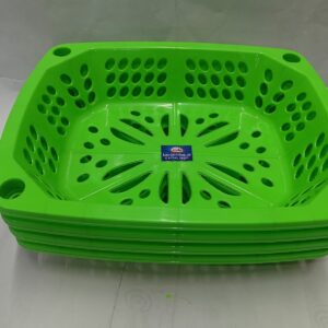 Plastic 3-Tier Multipurpose Square Storage Basket Kit (Lime Green)