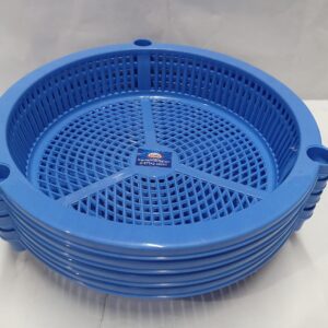 Plastic Multipurpose Round Storage basket Kit with Stand (Blue)