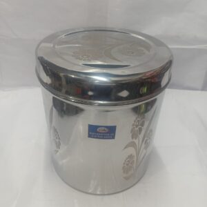 Steel Flower Design Storage Dabba (Stainless Steel Storage Container with Lid)