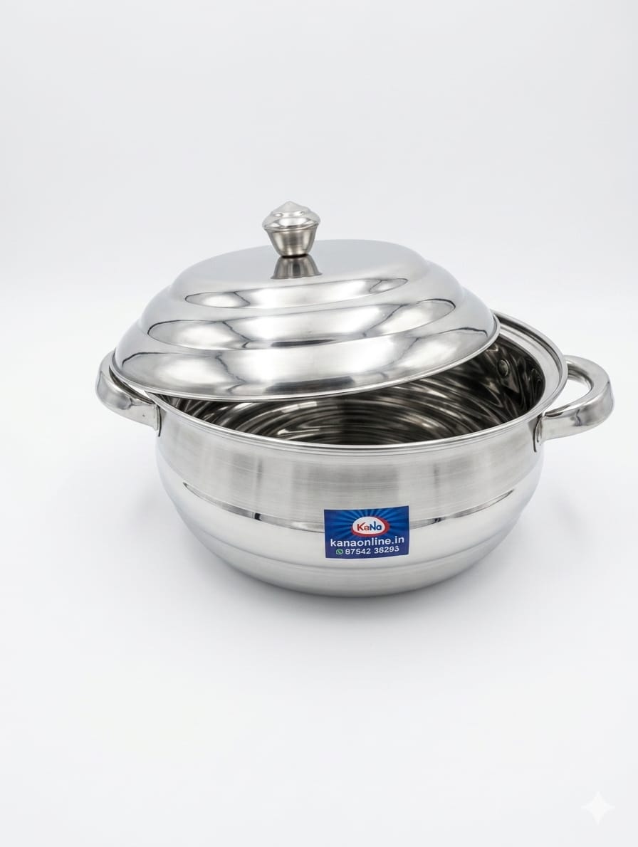 Stainless Steel Samayal pathiram Kadai ( Stainless steel cooking pot with lid ) - Image 3