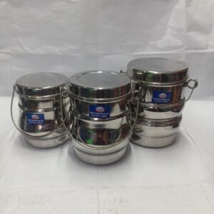 Stainless Steel Belly-Shape Thookku chatti (Storage Container with Heavy-Duty Handle)