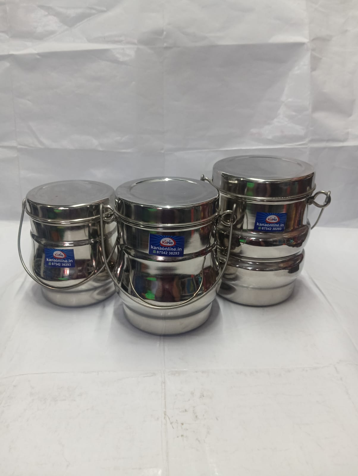 Stainless Steel Belly-Shape Thookku chatti (Storage Container with Heavy-Duty Handle)