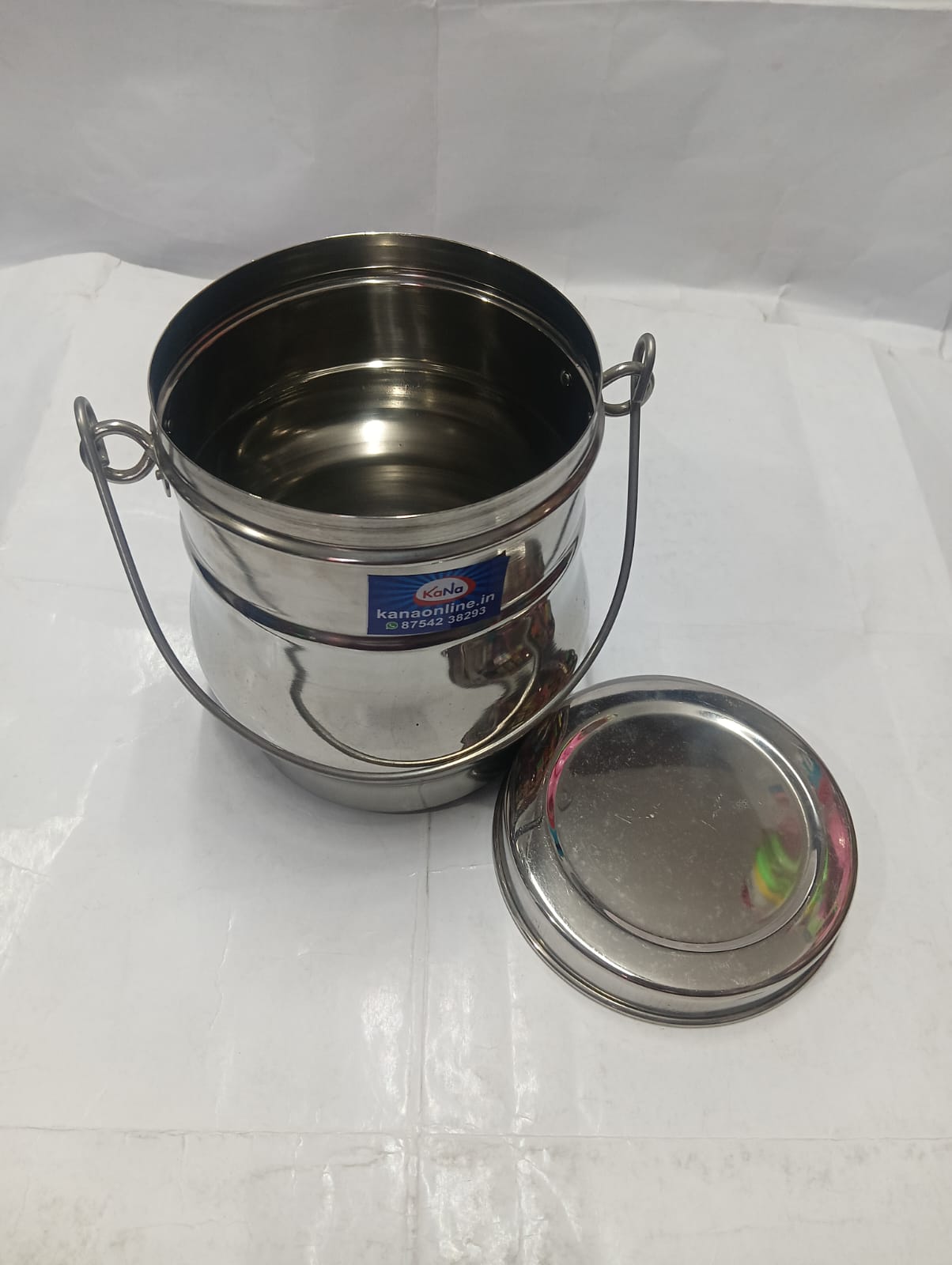 Stainless Steel Belly-Shape Thookku chatti (Storage Container with Heavy-Duty Handle) - Image 6