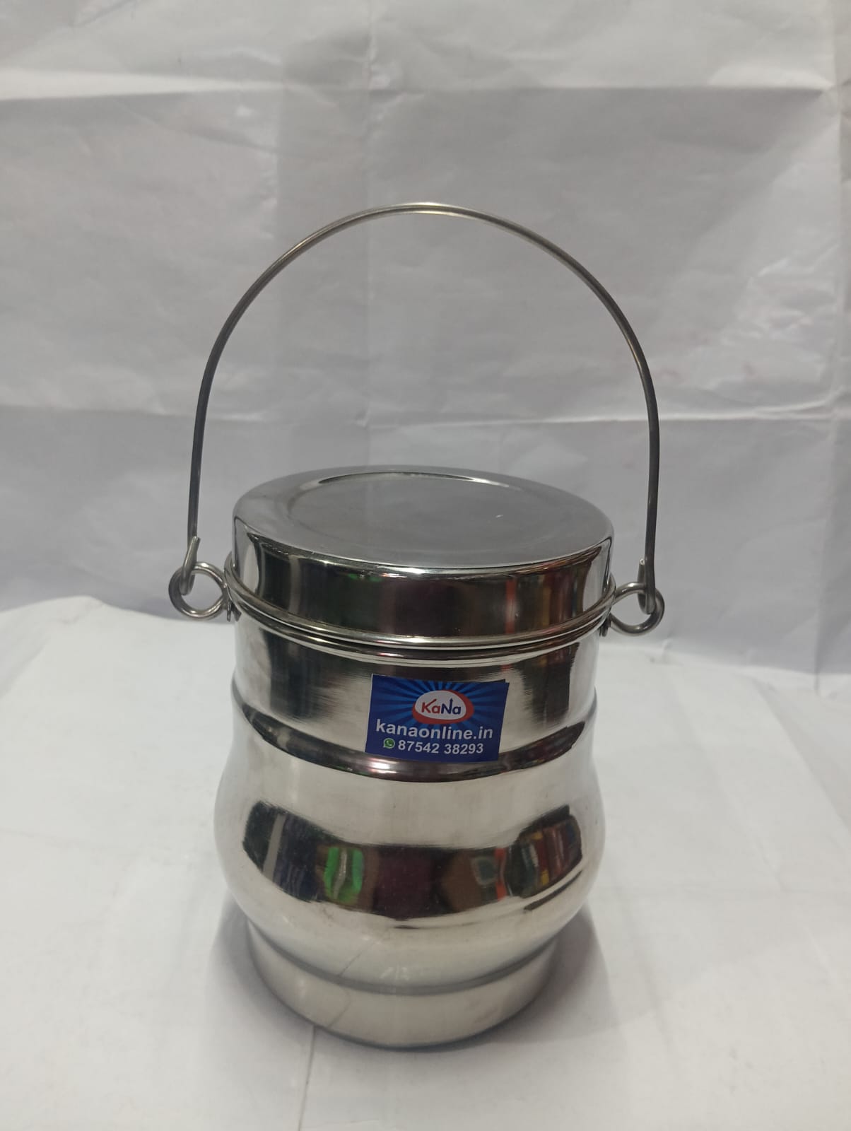 Stainless Steel Belly-Shape Thookku chatti (Storage Container with Heavy-Duty Handle) - Image 7