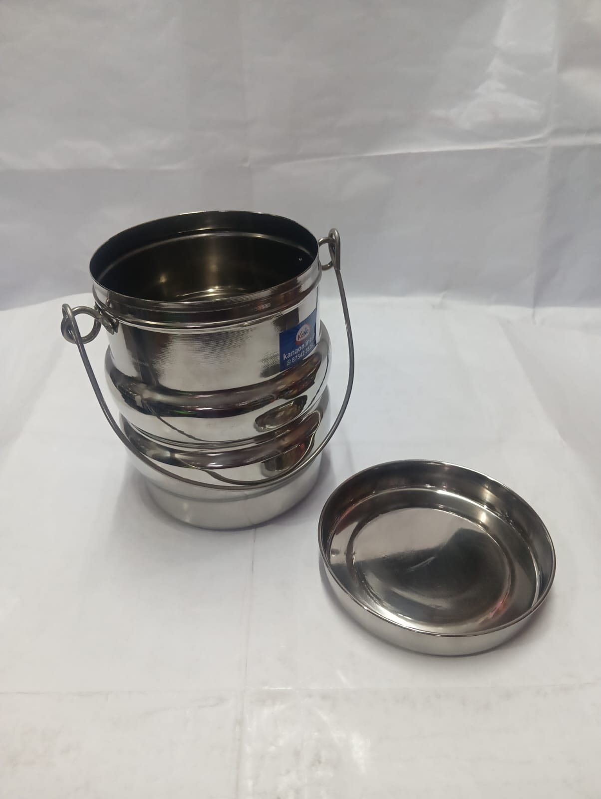 Stainless Steel Belly-Shape Thookku chatti (Storage Container with Heavy-Duty Handle) - Image 9