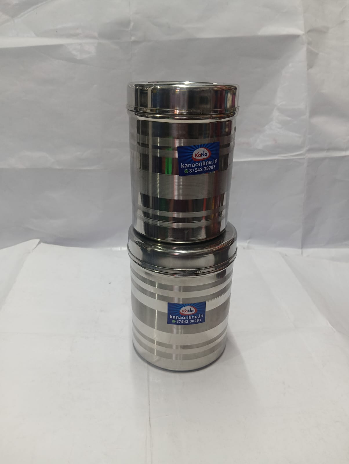 Stainless Steel Adukku pathiram (Stainless Steel Storage Container with Elegant Horizontal Striped Finish)