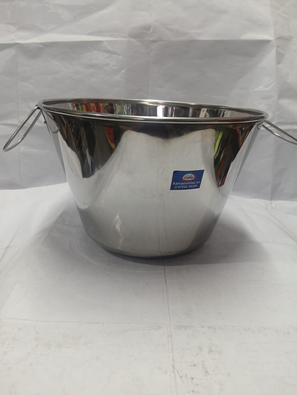 Stainless Steel Deep Serving Bucket with Side Handles - Image 2