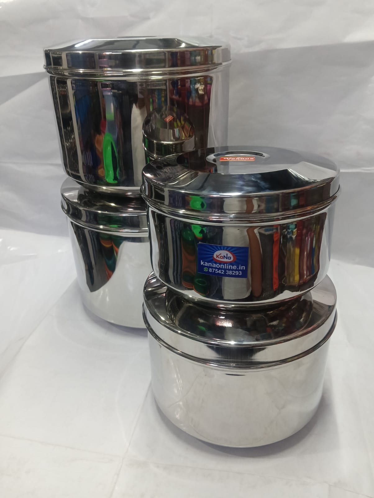 Stainless Steel Adukku Pathiram (Stainless Steel Multi-Size Storage Container Set of Four)