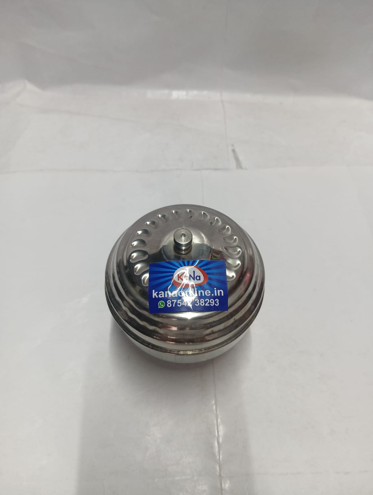 Stainless Steel Kumkum/Sandal Pedestal Box - Image 3