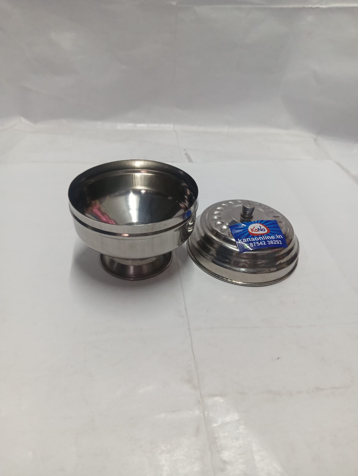 Stainless Steel Kumkum/Sandal Pedestal Box - Image 4