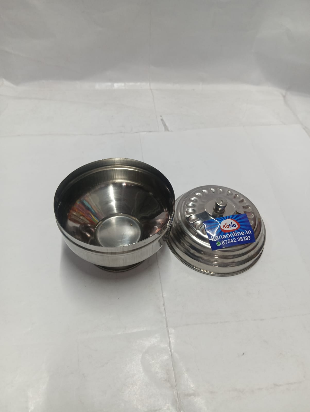Stainless Steel Kumkum/Sandal Pedestal Box - Image 5