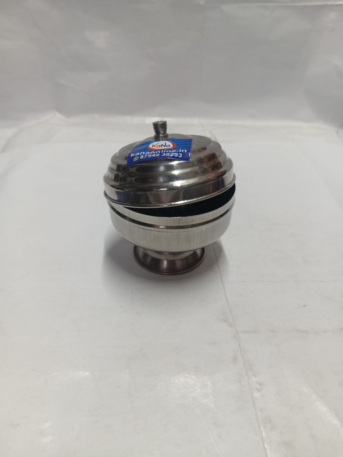 Stainless Steel Kumkum/Sandal Pedestal Box - Image 6