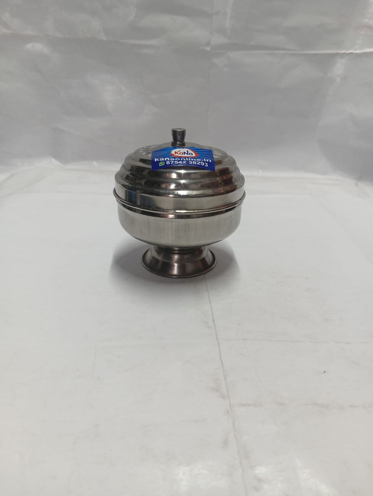 Stainless Steel Kumkum/Sandal Pedestal Box - Image 7