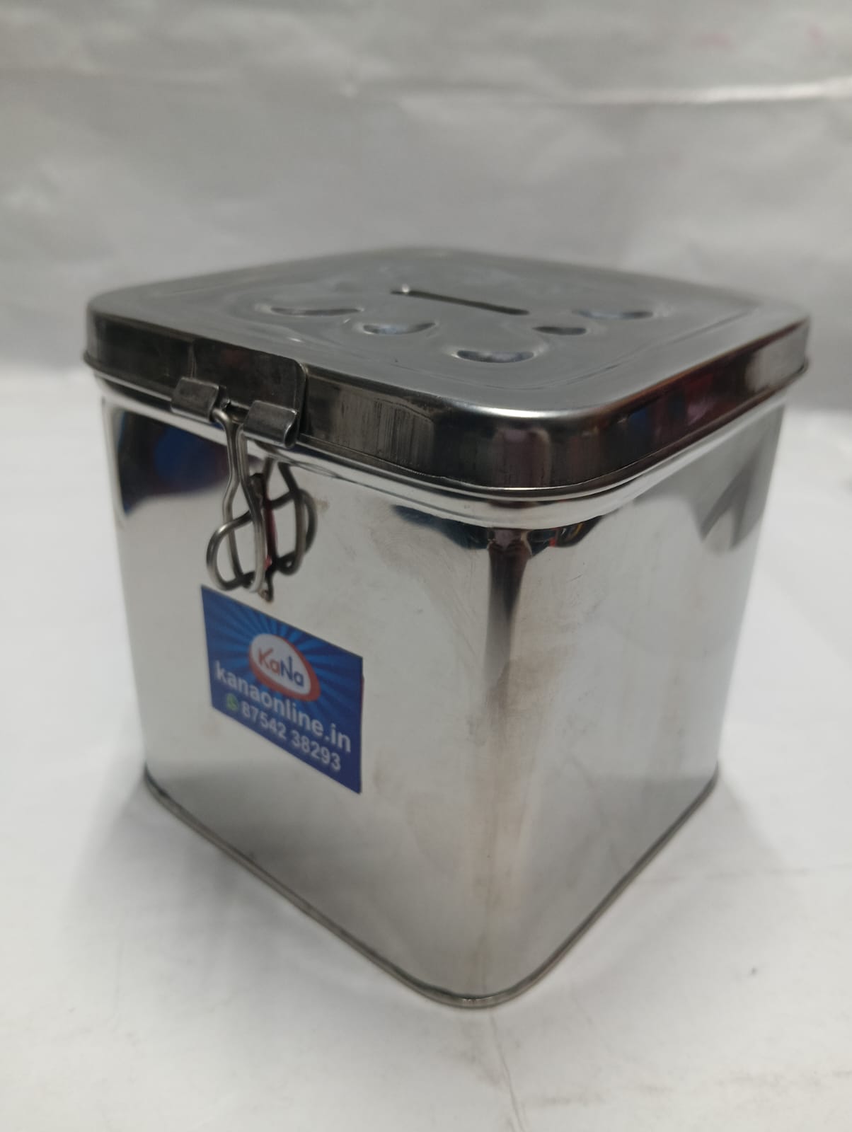 Stainless Steel Square Undiyal (Hundi/Piggy Bank/Money Box) - Image 6