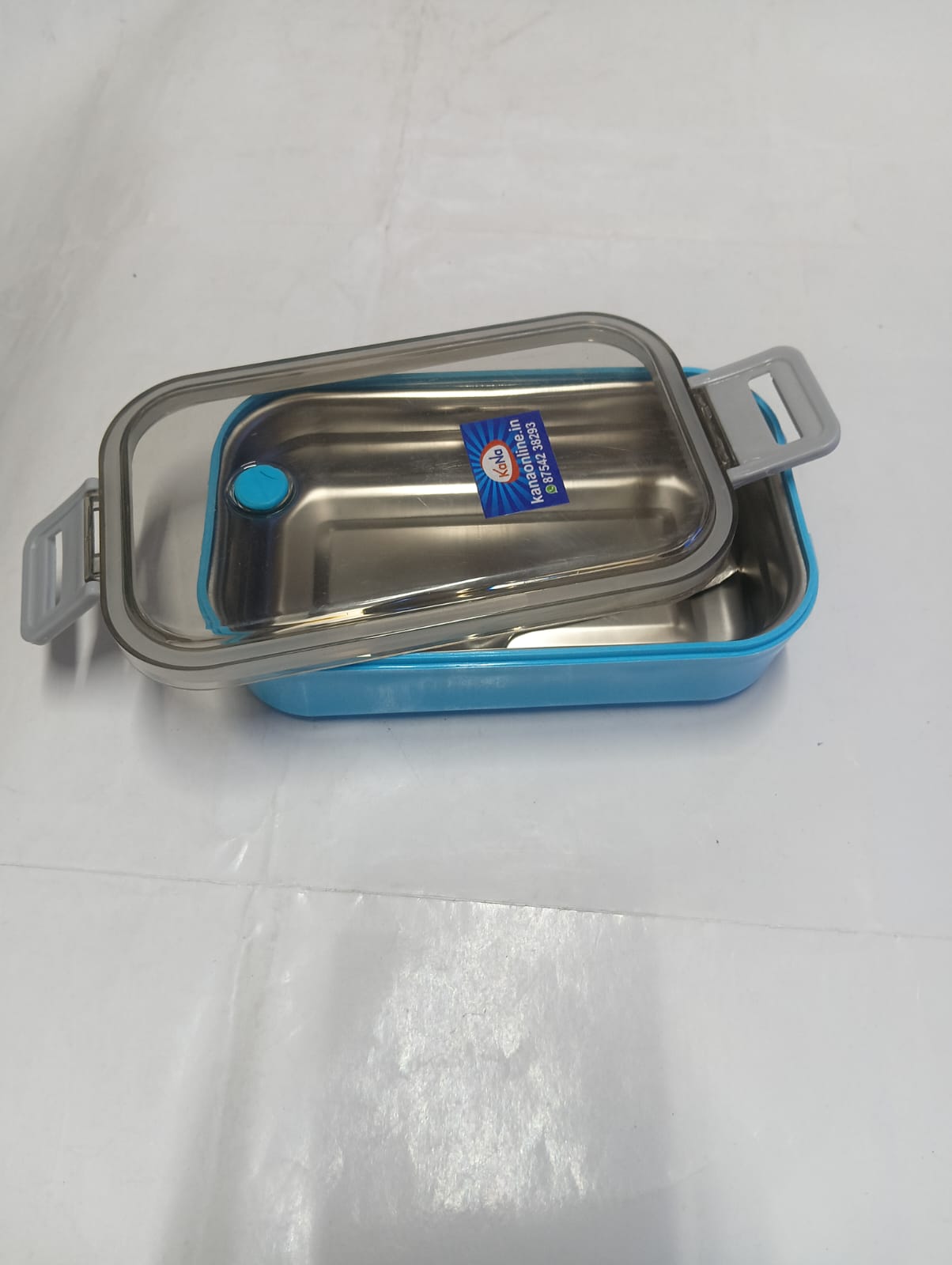 Premium Stainless Steel Single Compartment Lunch Box with covered plastic Mini Inner Box & Spoon - Image 7