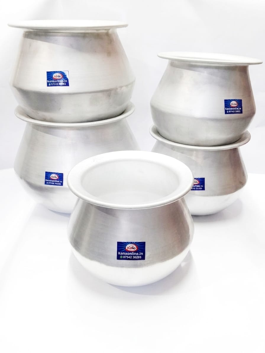 Kana Traditional Aluminium Satti / Wide-Bottom Rice Cooking Pot Set (5 sizes)