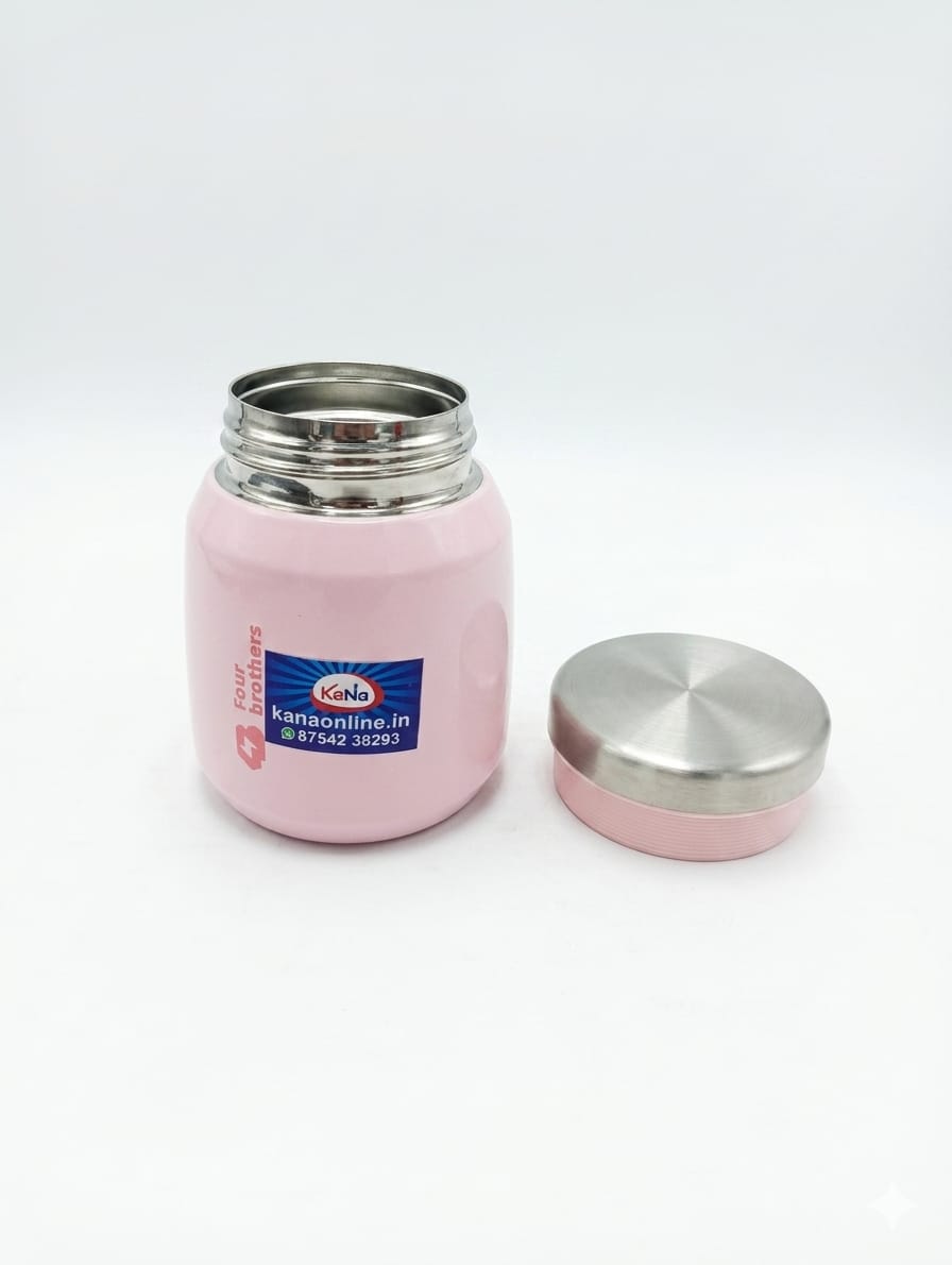 Stainless Steel Pink Colour-Sambar & Soup Jar Set (2) 300ML & 500ML - Image 2
