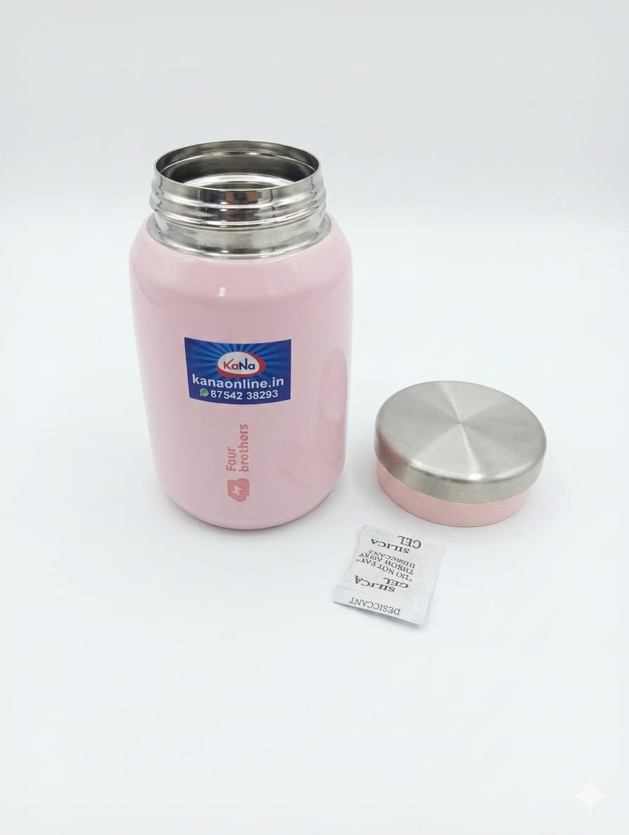 Stainless Steel Pink Colour-Sambar & Soup Jar Set (2) 300ML & 500ML - Image 4