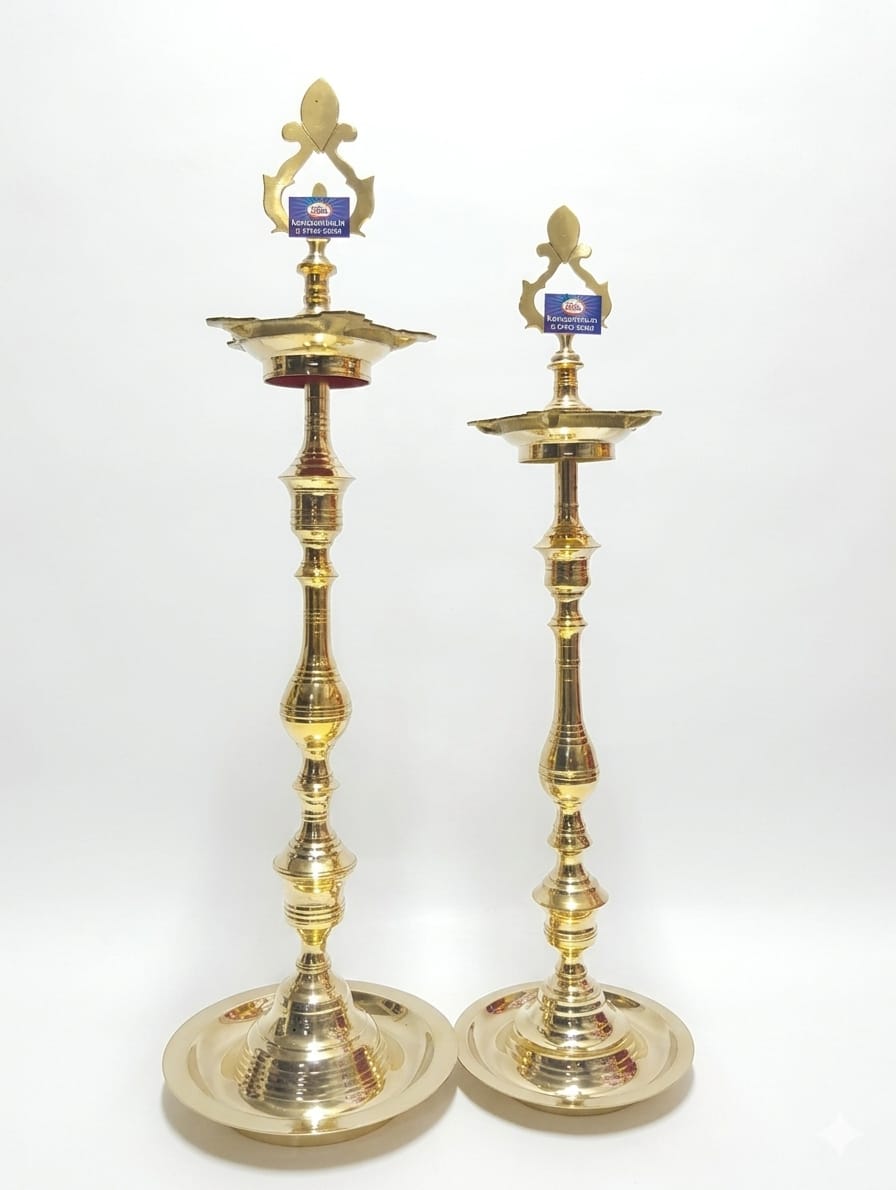 Premium Traditional Brass Kutthu Vilakku (Pillar Lamp)
