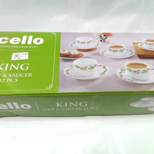 CELLO DESIGNER CROCKEY- (KING CUPS& SAUCER 12PCS)