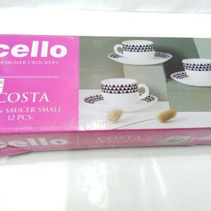 CELLO DESIGNER CROCKERY-(COSTA CUP&SAUCER SMALL 12PCS)