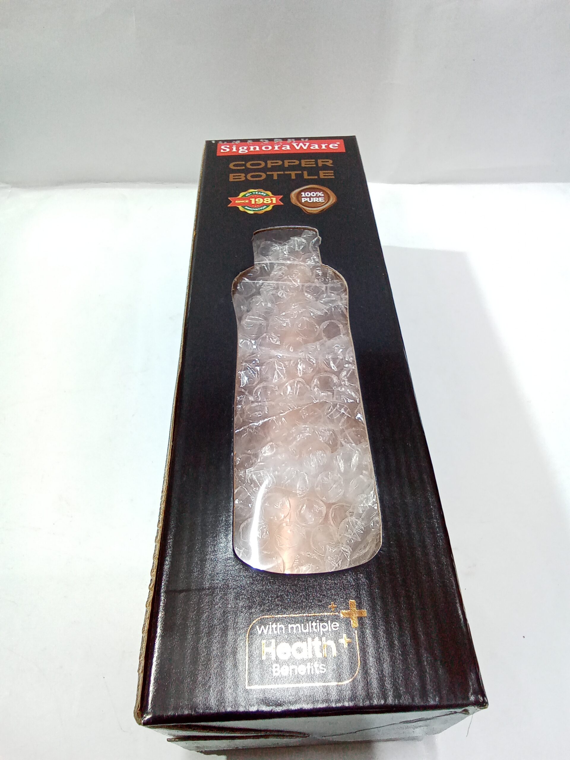 SIGNORAWARE- RIPPLE COPPER BOTTLE HAMMERED (900ML)