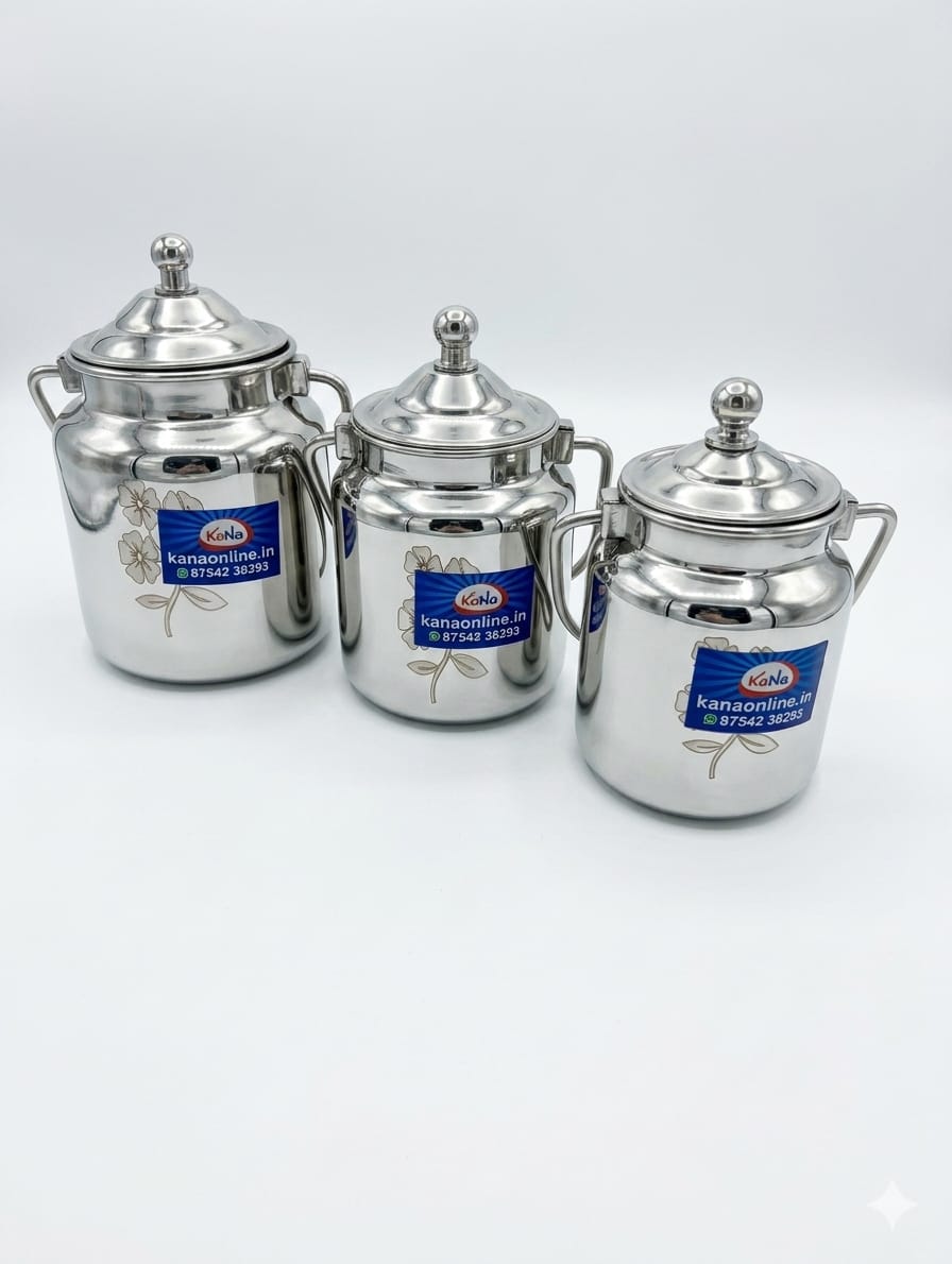 Stainless Steel Traditional Thooku Chatti / Carrier Container Set (Set of 3)