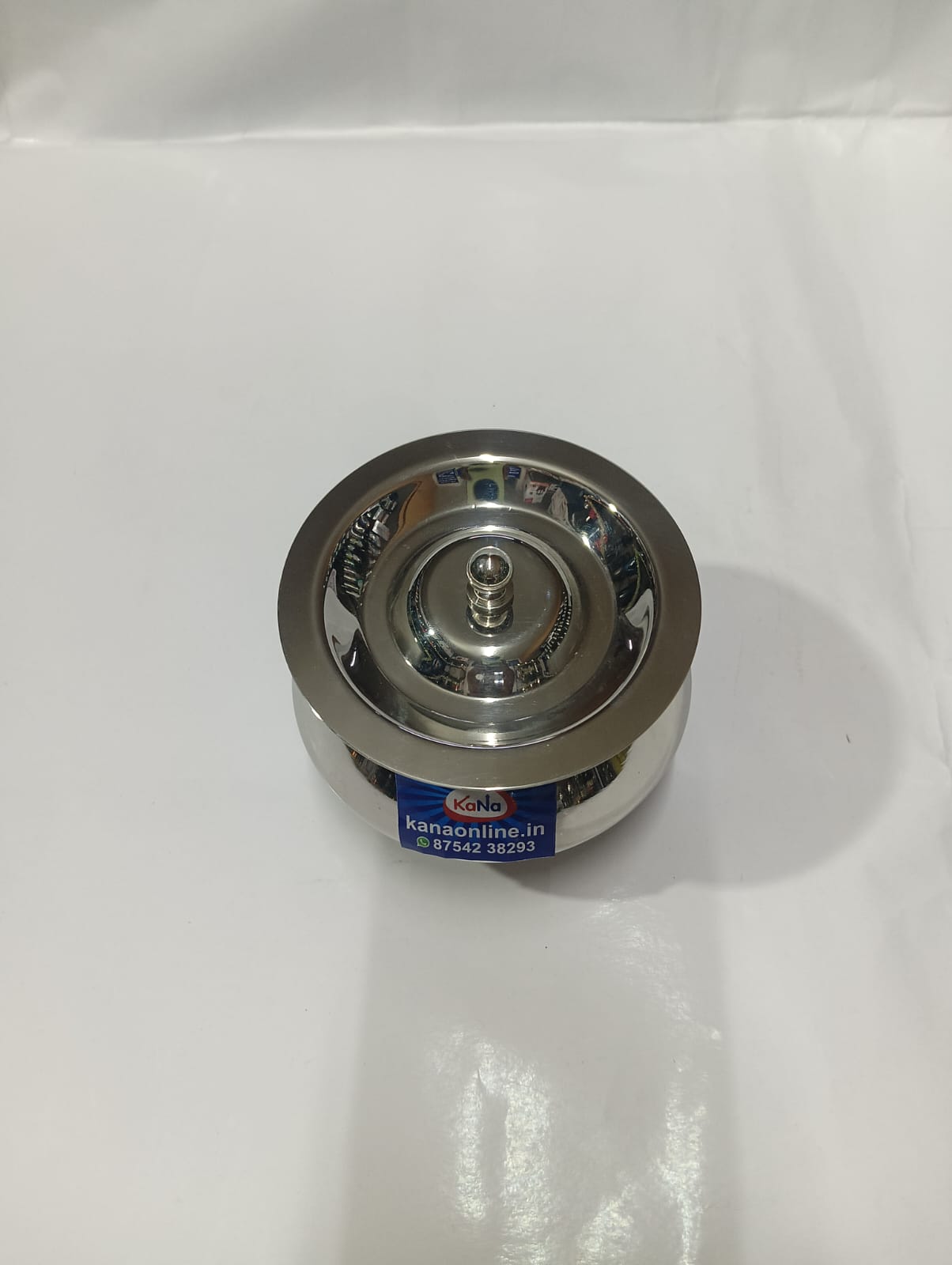 Stainless Steel Fancy Belly Shape Ghee Pot With Lid 3-Piece - Image 3