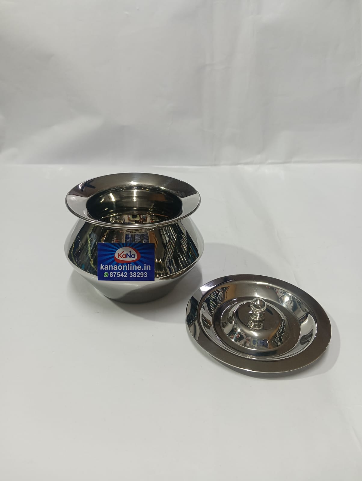 Stainless Steel Fancy Belly Shape Ghee Pot With Lid 3-Piece - Image 4