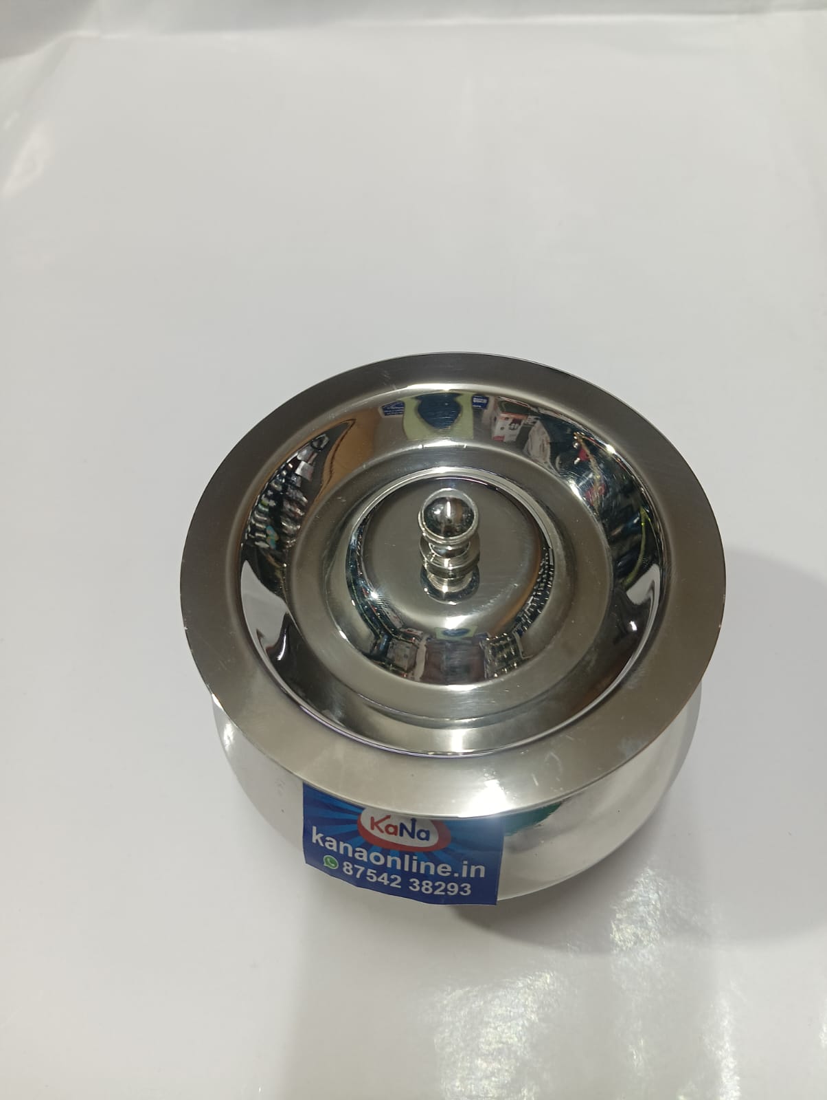 Stainless Steel Fancy Belly Shape Ghee Pot With Lid 3-Piece - Image 6
